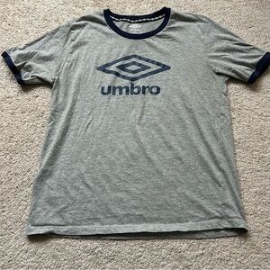 Umbro Heather Gray Tee with Dark Blue Trim